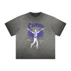 Vintage Frayed Winged Monster Pattern Tee