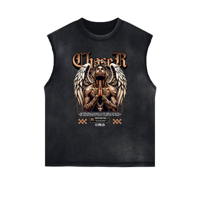 Frayed Edge Winged Monster Graphic Tank Top