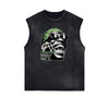 Distressed Sleeveless Abstract Graphic Tee
