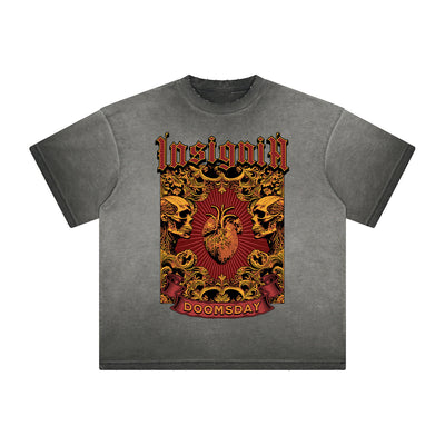 Heavyweight Washed Gothic Death Motif Tee