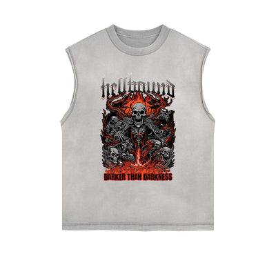 Frayed-Edge Flame Graphic Tank Top