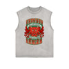 Frayed-Edge Flame Graphic Tank Top