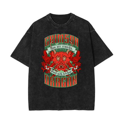 Stone-Washed Flame Graphic T-Shirt