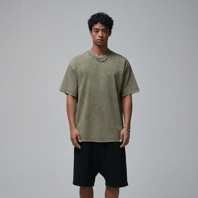 Stone Wash Heavyweight T Shirt 8oz-INNBLAC