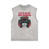 Sleeveless Humorous Cartoon Pattern Tee