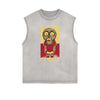 Sleeveless Humorous Cartoon Pattern Tee