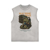 Sleeveless Humorous Cartoon Pattern Tee