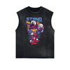 Retro Cartoon Pattern Sleeveless Tee