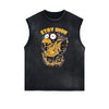 Retro Cartoon Pattern Sleeveless Tee