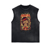 Retro Cartoon Pattern Sleeveless Tee