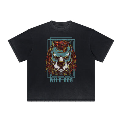 Abstract Animal Graphic Frayed Tee