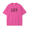 Flower Line Art Pink Cotton T Shirt