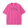 Flower Line Art Pink Cotton T Shirt