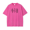 Flower Line Art Pink Cotton T Shirt