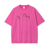 Flower Line Art Pink Cotton T Shirt