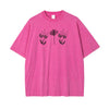 Flower Line Art Pink Cotton T Shirt