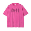 Flower Line Art Pink Cotton T Shirt