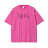 Flower Line Art Pink Cotton T Shirt