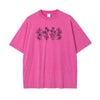 Flower Line Art Pink Cotton T Shirt