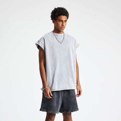 Washed Raw Edge Baggy Tank Top 275gsm