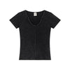 Fitted Rib-Knit V Neck T-Shirt 275gsm