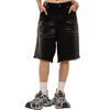 Black Raw Edge Short Jeans